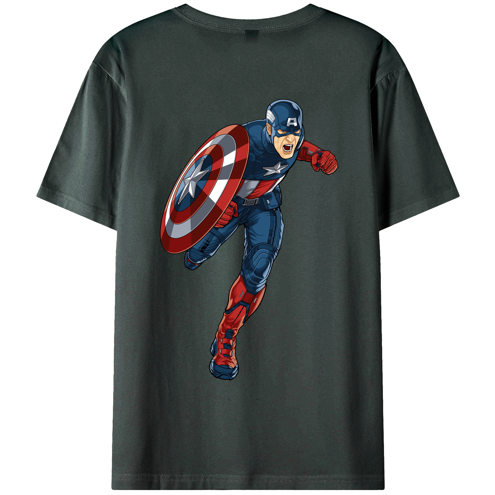 （画像用） アベンジャーズ The Avengers 綿100％ メンズ半袖Tシャツ（バックプリント） 通気性